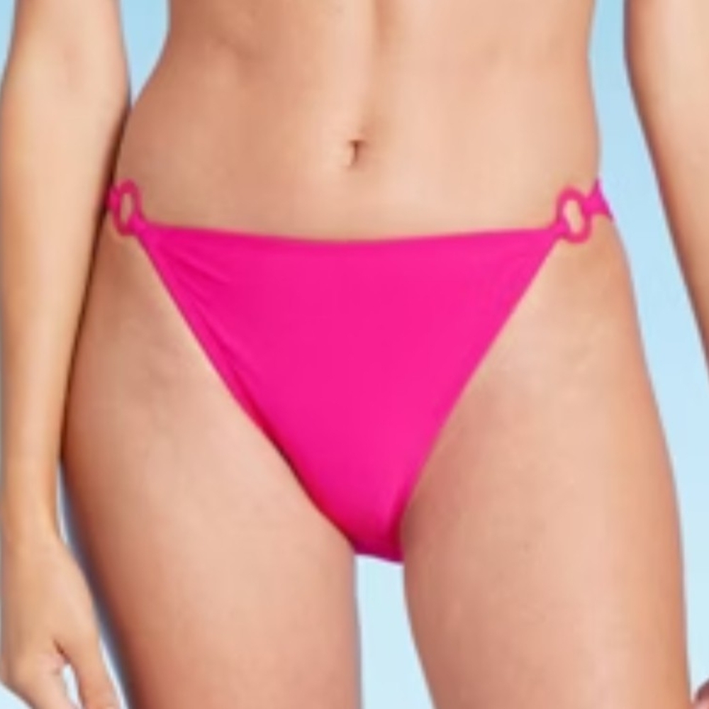 Pink Bikini Bottom With Ring Detail